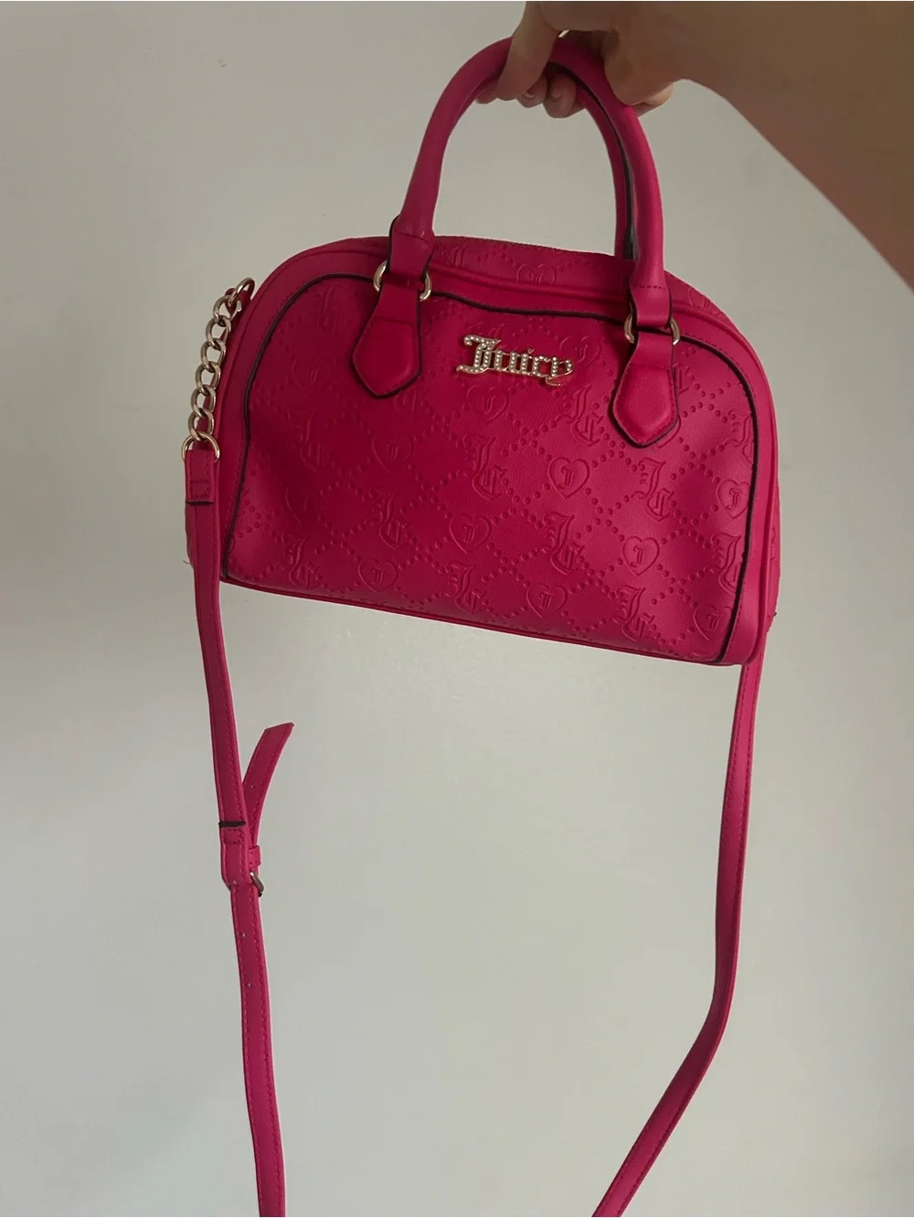 Juicy Couture Bright Pink Embossed Dome Crossbody Satchel